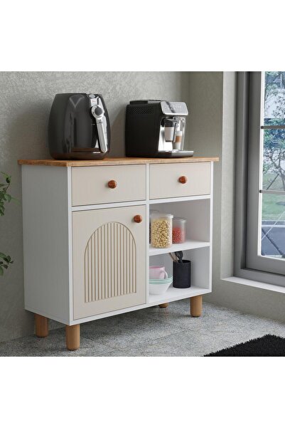 SESA MOBİLYA AKSESUARLARI Ares Kahve Köşesi Dolabı - Kum Beji Çok Amaçlı Ahşap Dolap - Mutfak/dekorasyon Ürünü Soft Kum Beji