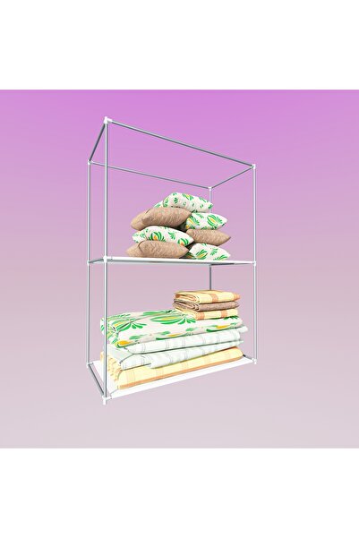 Home Dzgn Home Çelik Metal Borulu Yorgan Hurcu Bez Dolap Bez Yüklük Portatif Saklama Dolabı Gardırop