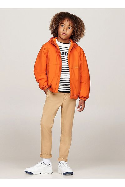 Tommy hilfiger orange coat cheap