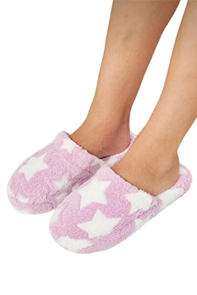 Liger Lilac Plush Women's House Slippers - Closed Front Star Printed