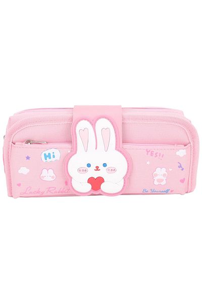 Go Veform Girl's Rabbit Multi-Compartment Pencil Bag Pink 7160