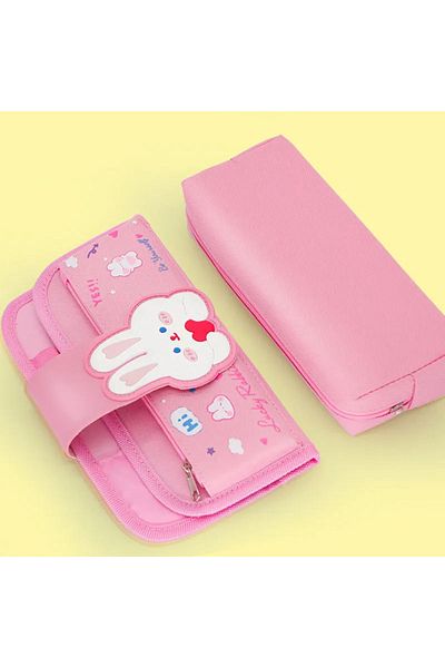 Go Veform Girl's Rabbit Multi-Compartment Pencil Bag Pink 7160
