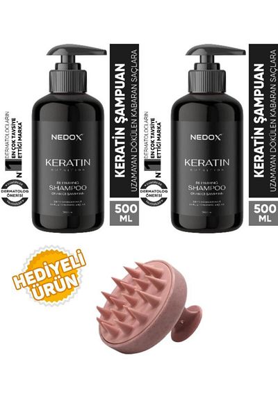 NEDOX   2 Pieces Keratin Hair Care Shampoo for Damaged Hair 500 ml + Hair Massage Comb