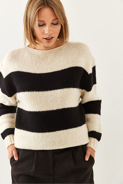 Bianco Lucci Gestreifter Strickpullover für Damen mit Rundhalsausschnitt 20246239