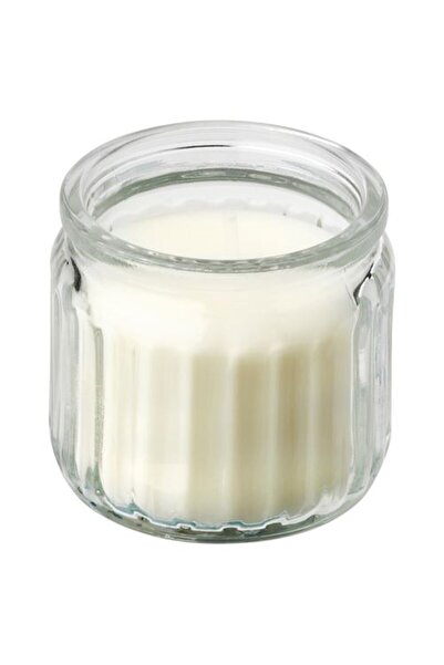 IKEA Cam kapta kokulu mum, açık bej, 12 saat, vanilya