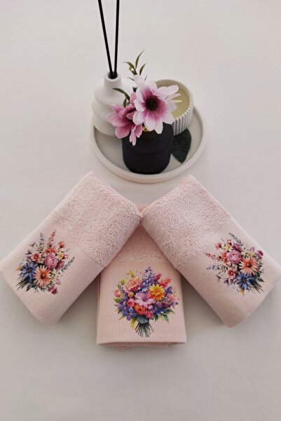 Sevim Набір кухонних рушників, 3 шт. - Набір рушників для рук з лососевого бамбука - Надзвичайно м'які - 30x50 см - Квітковий сад