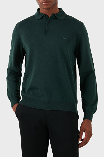 BOSS % 100 Pamuk Regular Fit Polo Yaka Kazak Erkek KAZAK 50476357 385