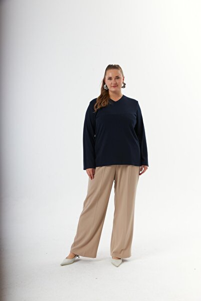 RMG Великий розмір Спинка з сіткою Пуловер Синій