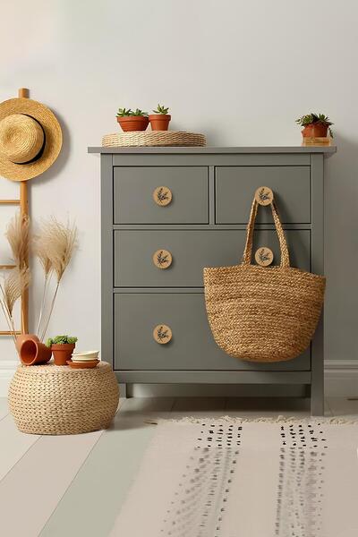 Badem10 Wooden Handle Button Tree Pattern Children's Room Furniture Kitchen Drawer Cabinet Handle Handle Handles 10 Pieces