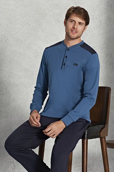 REMSA Set de pijamale interlock pentru bărbați - 1560 Petrol Color