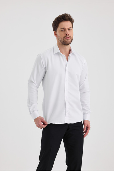 macharel jeans Men's Slim Fit Classic Long Sleeve Shirt