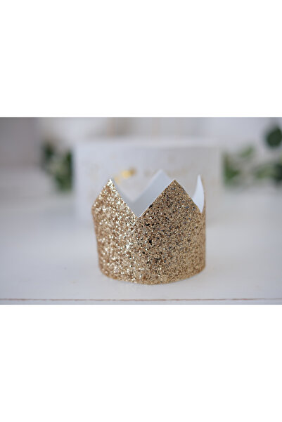 Partifabrik Yeni Sezon Gold Yaldızlı Simli Kral Kraliçe Prens Temalı Taç Lastikli
