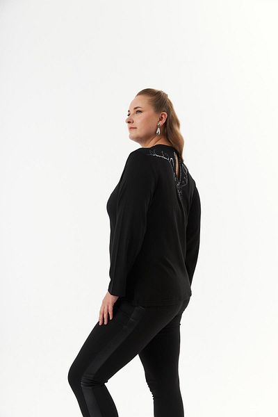 RMG Large Size Back Mesh Sequin Sweater Black