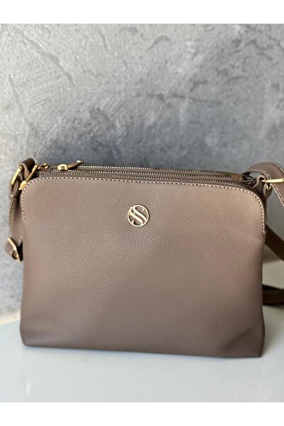 Sanmorris حقيبة كتف مفيدة من الجلد الناعم ذات 4 أقسام طويلة متقاطعة متوسطة الحجم