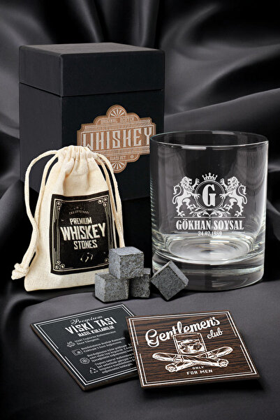hediyemen Şık Premium Siyah Kutusu Içerisinde Isimli Aslan Pençesi Viski Seti