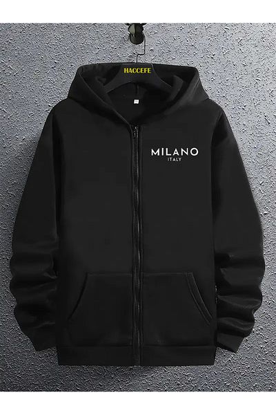 Karatopak Hanorac oversize unisex cu fermoar cu imprimeu Milano