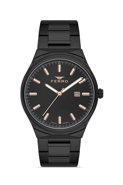 FERRO F11326A-G Steel Black 43 mm Black Dial Men's Wristwatch