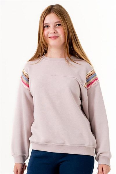 BOYS AND GİRLS Hanorac pentru fetiță cu broderie liliac - Model cu dungi