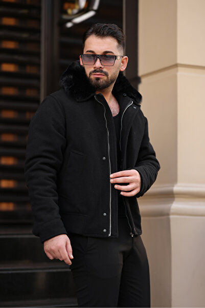 İga Collection ERKEK KAŞE ŞİŞME MONT YAKASI KÜRKLÜ ÇIKARILABİLİR