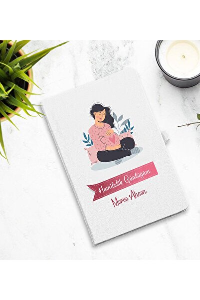 Yaprak Hediyelik Kişiye Özel İsim Baskılı Hamilelik  Günlüğü