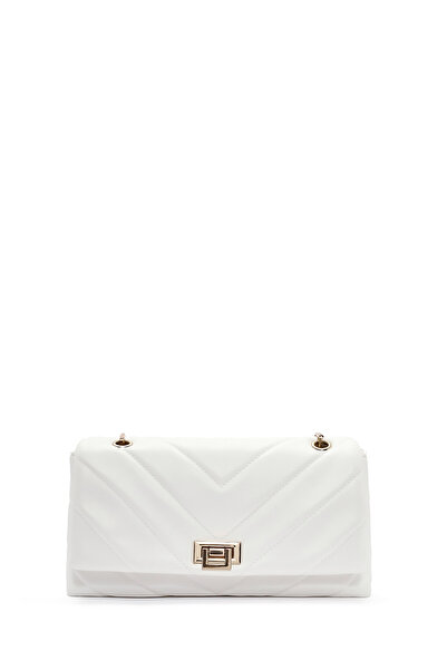 Derimod Γυναικεία τσάντα ώμου με καπιτονέ με λευκή αλυσίδα 24WBD2729KP