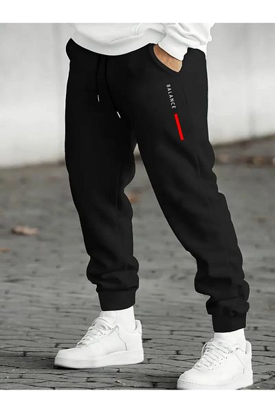 zunop Ανδρική φόρμα μαύρης Balance με στάμπα oversize