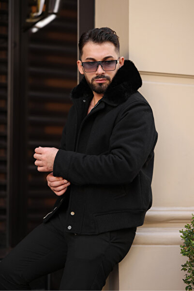 İga Collection ERKEK KAŞE ŞİŞME MONT YAKASI KÜRKLÜ ÇIKARILABİLİR