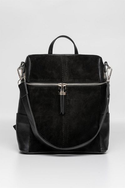 jackquline Rucsac pentru femei Jacquline Zd164/7 Lily-s din piele de căprioară neagră