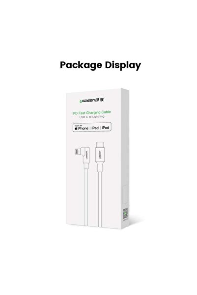 Ugreen 90 Derece 3a Type-c To Lightning Iphone Data Ve Şarj Kablosu 2 Metre