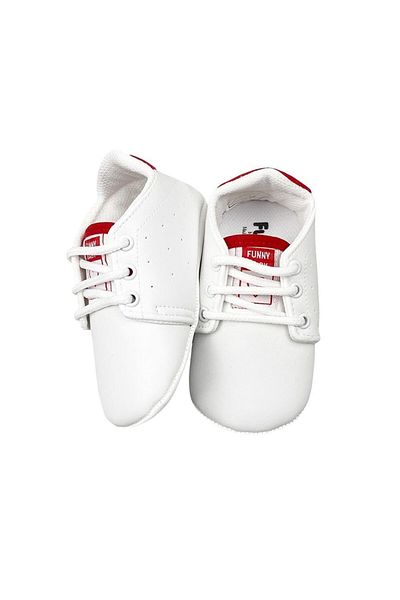 Funny Baby Lace-Up White Baby Shoes Red 1