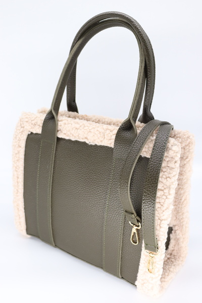 HFKY New Season Women's Leather Hand and Shoulder Bag - Plush Detailed Ry200