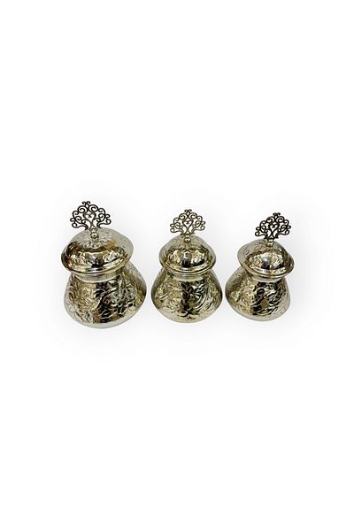 EFEMİR Nickel Plated 3 Size Copper Spice Set