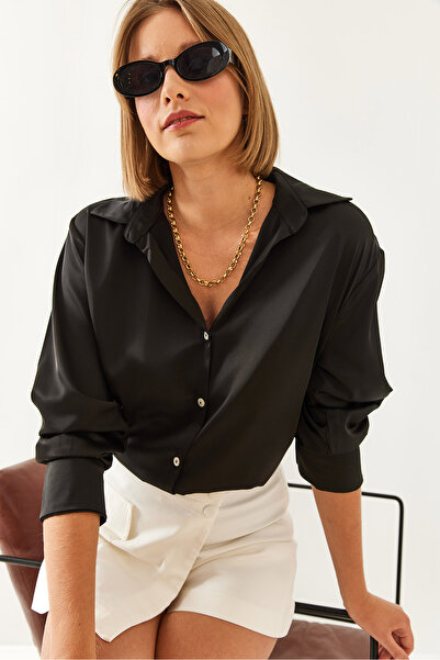 Bianco Lucci Női Basic szatén sima ing