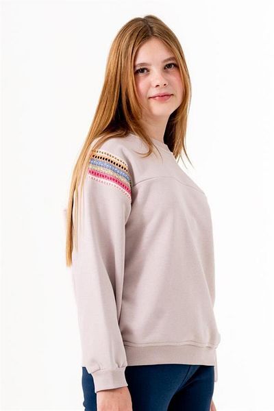 BOYS AND GİRLS Hanorac pentru fetiță cu broderie liliac - Model cu dungi