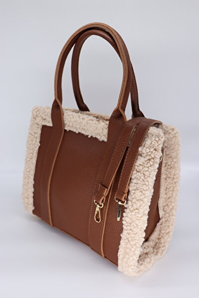 HFKY Women's Tan - Pelコース Detailed Leather Hand & Shoulder Bag Ry200