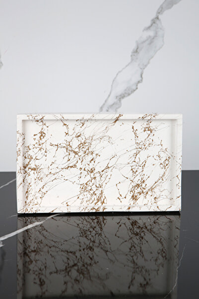 betonmall طبق تقديم خرساني منقوش من الرخام، صينية تقديم ديكور مقاس 15 × 25 سم