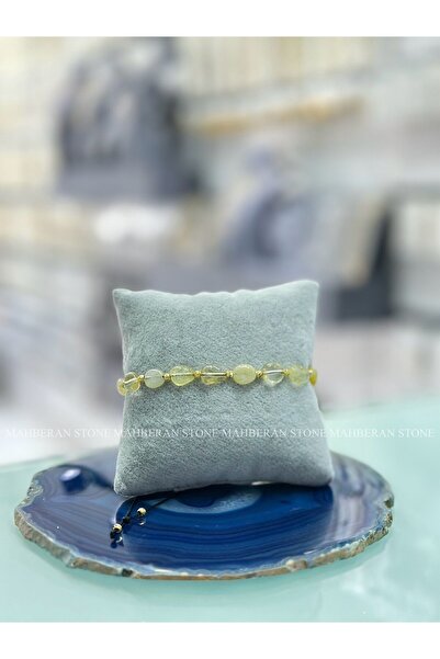 MAHBERAN STONE NATUREL KESİM SİTRİN DOĞAL TAŞ BİLEKLİK BOLLUK BEREKET PARA BİLEKLİĞİ AYARLANABİLİR BİLEKLİK