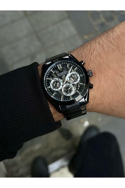 Homies Homi̇es Men's Wristwatch Steel Stainless Cord 3 Atm Waterproof 2 Year Warranty Black Men's Wristwatch