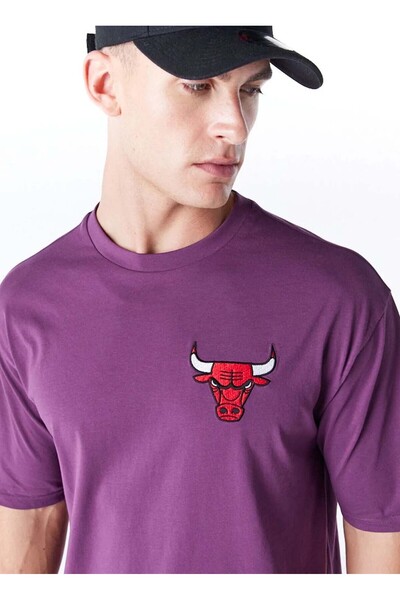 NEW ERA Mor Erkek Bisiklet Yaka Oversize Baskılı T-Shirt 60578559 LEAGUE ESSE...