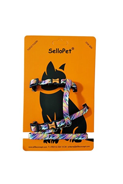 SelloPet Cat Collar Walking Set with Line Pattern