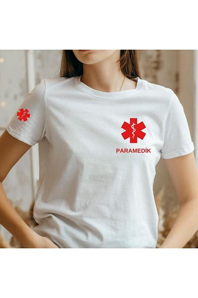 LecaTTe Tricou negru din bumbac de bază - DESIGN PARAMEDIC, MODEL-G