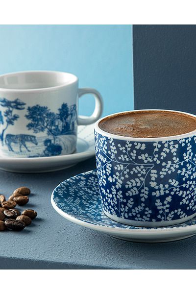 English Home Zebra Porcelain 2-Piece Cup Set - 80 ml Dark Blue
