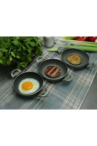 Doğuş Mutfak 18-20-22 cm Set of 3 Double Handled Granite Coated Sahan Omelet Pan