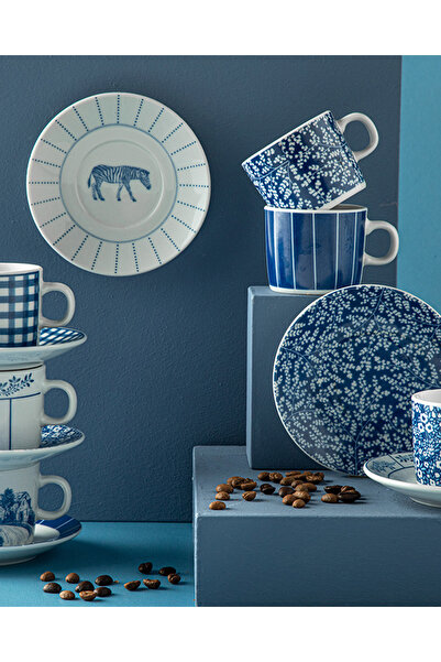 English Home Zebra Porselen 2'li Kahve Fincan Takımı 80 Ml Lacivert
