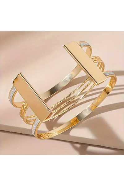 DANİSKA Zarif Çok Katmanlı Bileklik - Açık Kelepçe Bilezik, Ajurlu Tasarım