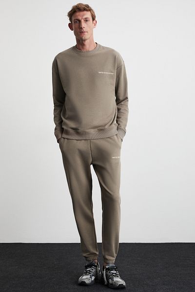 GRIMELANGE Raırok Men's Fleece Comfort Oversize Embroidered Mink Sweatshirt