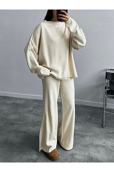 My Blog Basic Ecru Knitwear Set - 5008