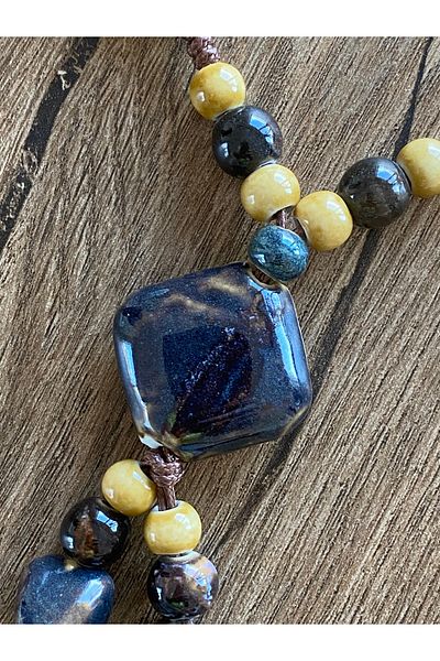 Store Retro Style Vintage Geometry Model Ceramic Stone Women's Necklace