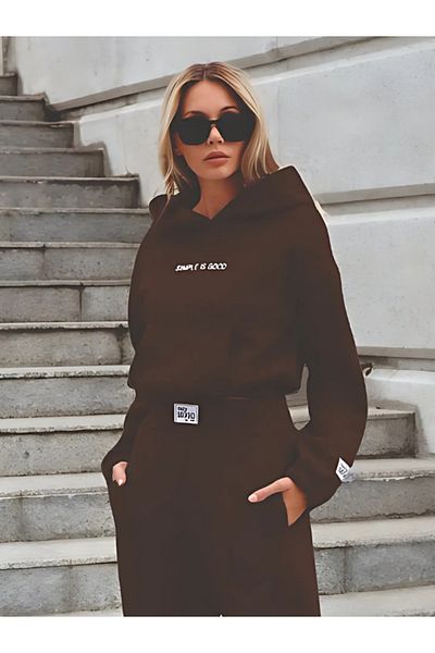 Mood Lab Къс суитшърт с качулка и 3 нишки
