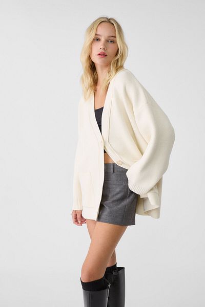 Stradivarius Cardigan with Pockets and Long Knitwear